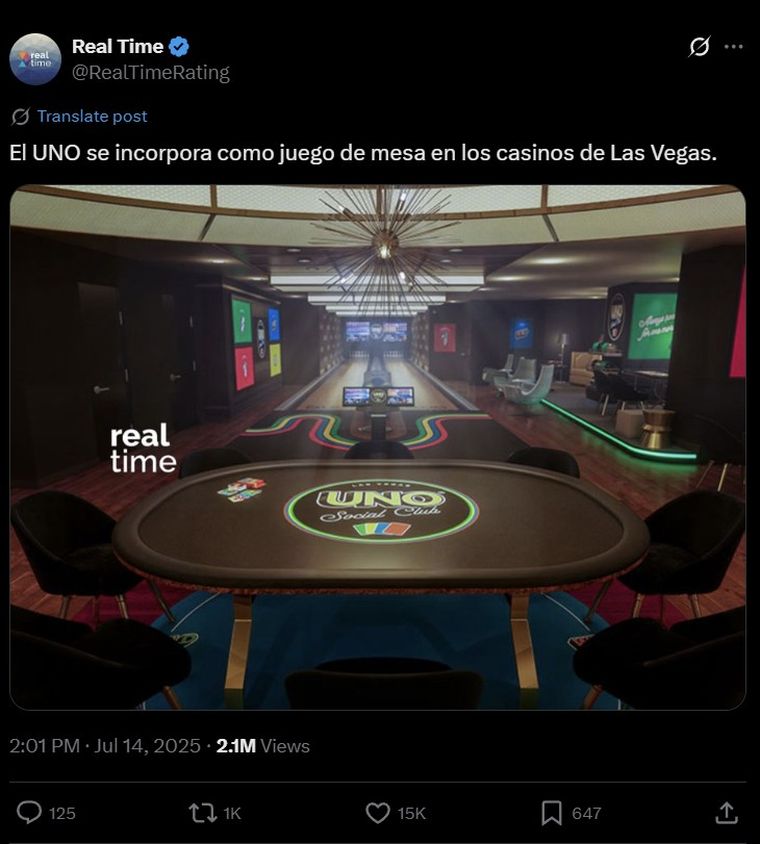 La propuesta de UNO en Las Vegas se volvió viral y desató miles de reacciones en redes sociales. Foto: X La propuesta de UNO en Las Vegas se volvió viral y desató miles de reacciones en redes sociales. Foto: X 