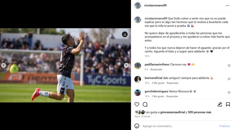El posteo de Nicolás Romanos en las redes. El posteo de Nicolás Romanos en las redes.