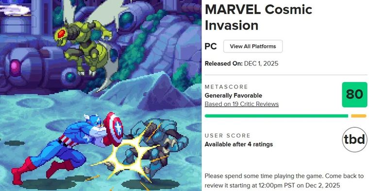Con cerca de 80 puntos en Metacritic, Marvel Cosmic Invasion llega a Game Pass con sello de “favorito del público gamer”. Con cerca de 80 puntos en Metacritic, Marvel Cosmic Invasion llega a Game Pass con sello de “favorito del público gamer”.