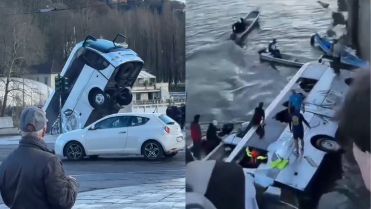 El colectivo realizaba una maniobra cerca del puente Vittorio Emanuele I Foto: X