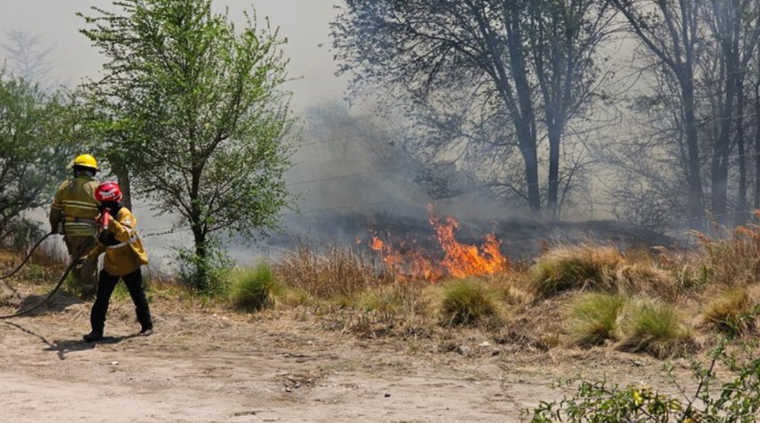 Los bomberos intentan contener el avance de las llamas. Foto: NA