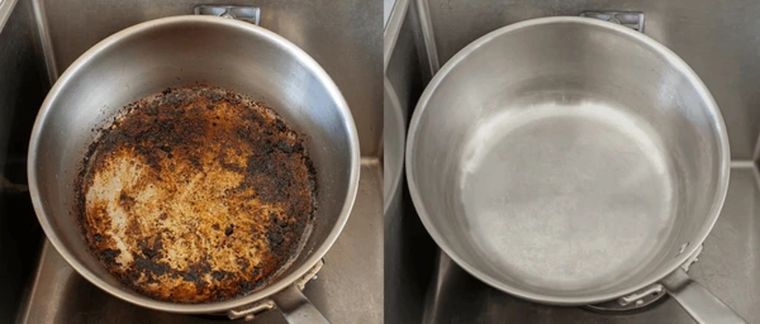 El antes y después de la sartén con alimentos pegados Foto: Shutterstock