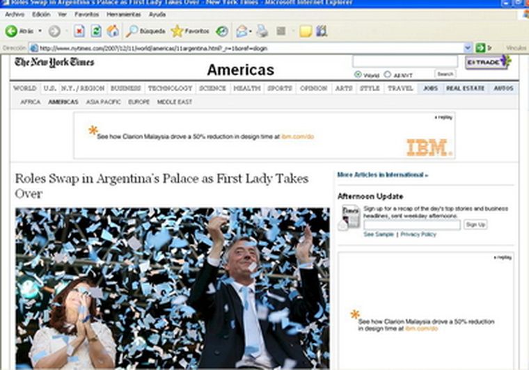 Nota del diario estadounidense Foto: New York Times