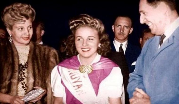 Nélida Morsucci, con Evita y Perón.