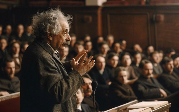 Albert Einstein, uno de los genios que reflexionó muchas veces sobre la inteligencia. Foto: Imagen generada por Midjourney