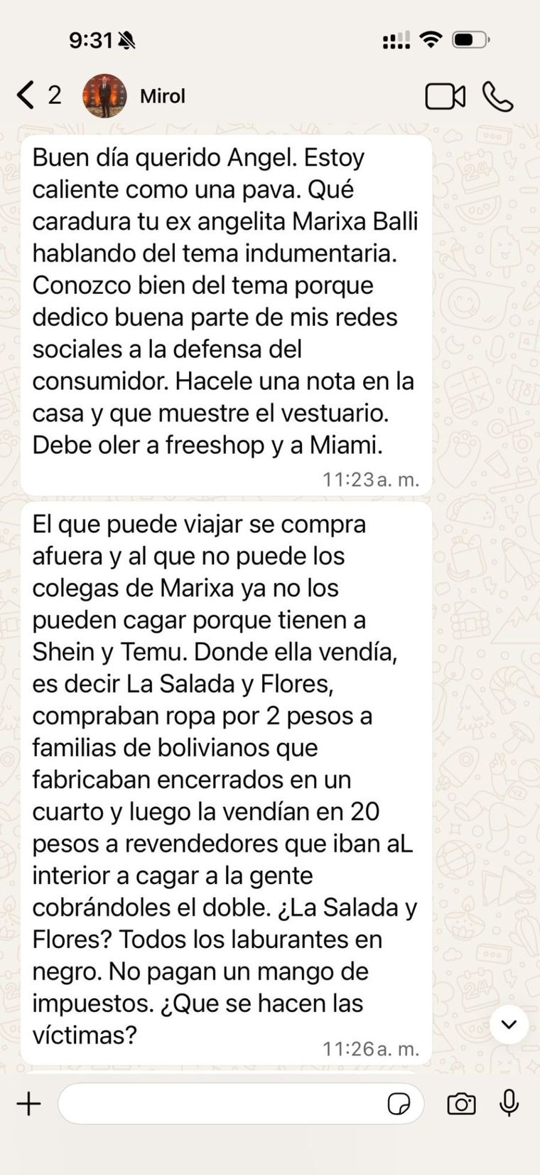 Ángel de Brito leyó en vivo los chats donde el periodista tilda de Ángel de Brito leyó en vivo los chats donde el periodista tilda de
