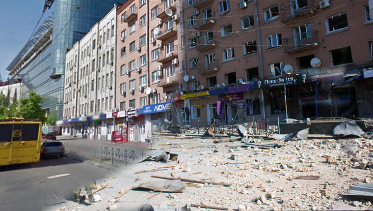 Una sola foto que muestra el antes y el después en la estación de metro Lukyanivska, de Kiev  . Foto: Sector