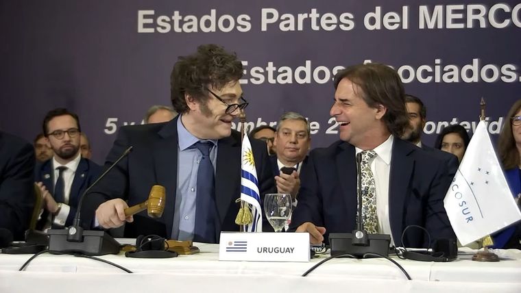 Luis Lacalle Pou y Javier Milei Foto: Noticias Argentinas