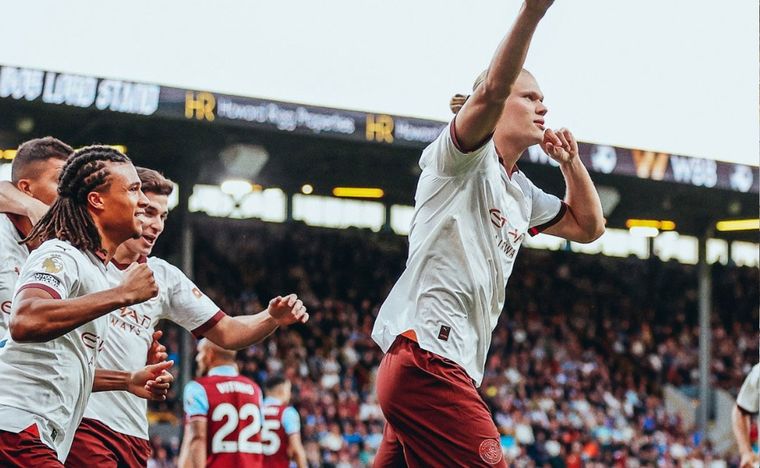 Erling Haaland celebra el segundo gol del City. Foto: Manchester City
