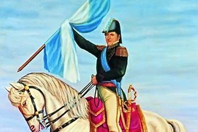 MDZol | Manuel Belgrano sostiene el alto la Bandera de la Patria