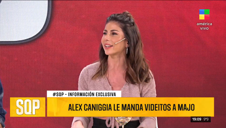 Majo Martino, la periodista a la que Alex Caniggia le envía mensajes. Foto: captura de pantalla/ América TV. Majo Martino, la periodista a la que Alex Caniggia le envía mensajes. Foto: captura de pantalla/ América TV. 