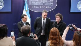 Javier Lanari con Javier Milei y Manuel Adorni Javier Lanari con Javier Milei y Manuel Adorni