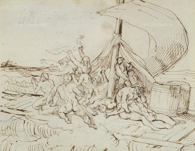 Gericault, Boceto preparatorio de La Balsa...