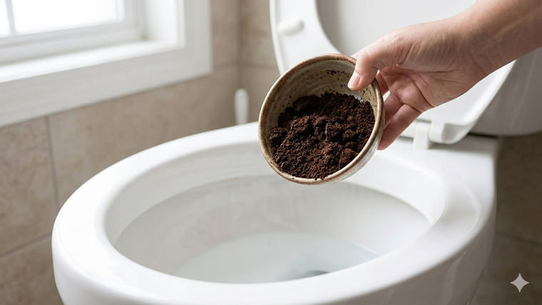 Limpieza rápida: la borra del café ayuda a neutralizar los malos olores de las tuberías de forma natural y económica. Foto: Gemini IA