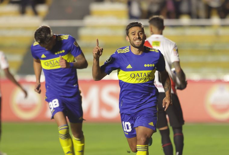 El Toto festeja el gol. Foto: @LocosxBoca