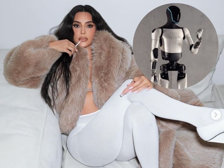 Kim Kardashian presentó al mundo su nuevo compañero, el Optimus Bot de Tesla Foto: Archivo
