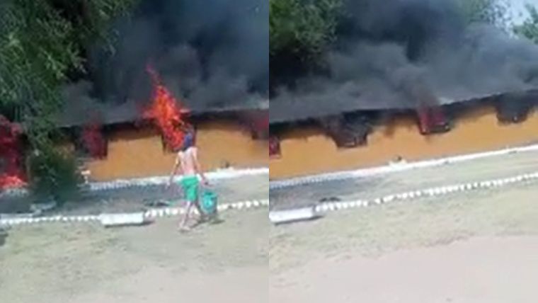 Así se incendiaba la iglesia evangelista donde murieron las dos nenas.