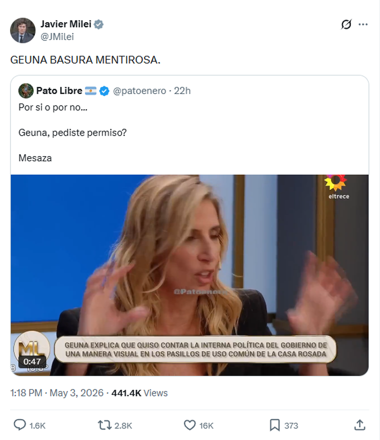 El máximo mandatario contra la periodista.