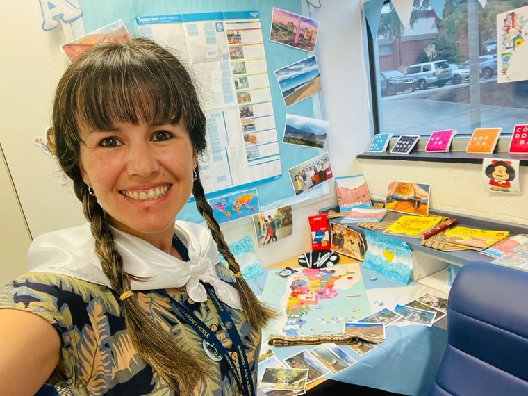 Cecilia Camarero da clases en una escuela pública de Carolina del Norte Foto: Gentileza Cecilia Camarero