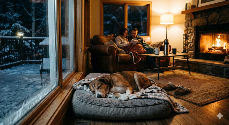 Dónde debe dormir un perro en los meses de frío. Fuente: IA Gemini.