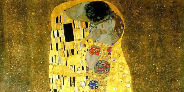 Beso, famosísimo cuadro de Klimt. Foto: www.spanisharts.com