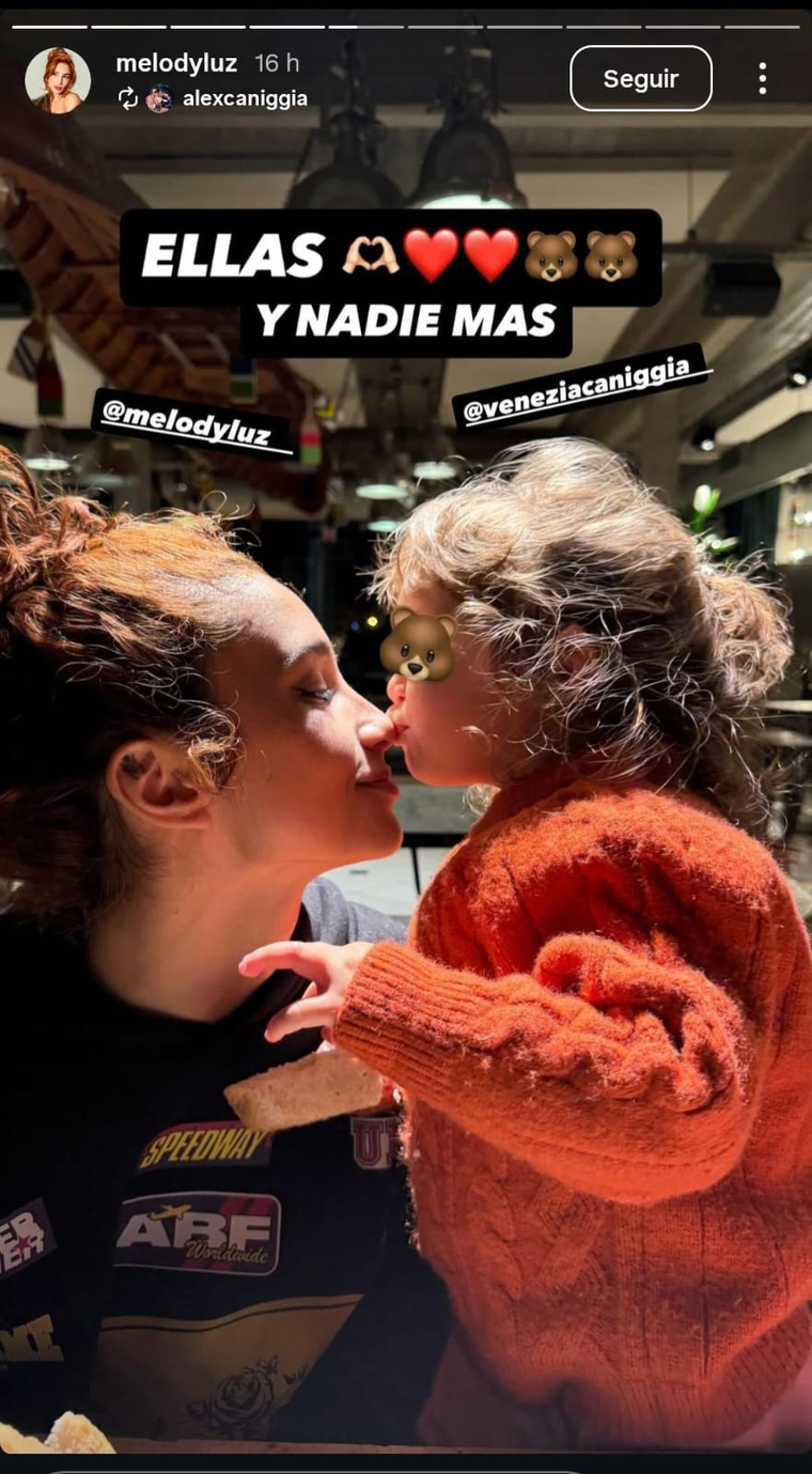 Álex Caniggia junto a Melody Luz y Venezia. Créditos: Instagram / melodyluz Álex Caniggia junto a Melody Luz y Venezia. Créditos: Instagram / melodyluz