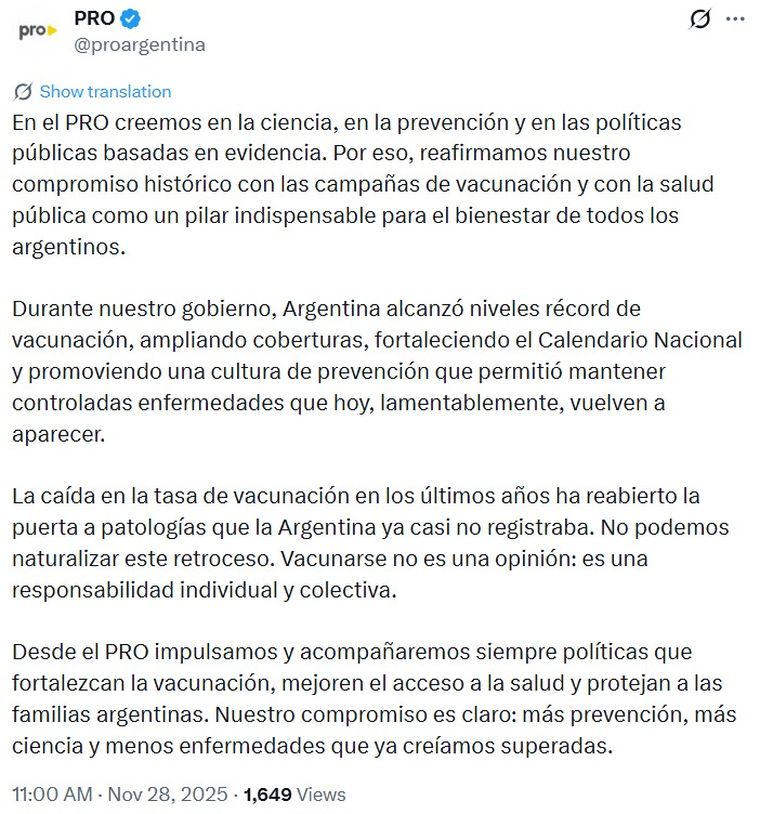 La reacción del PRO frente al acto de Marilú Quiroz en Diputados. Fuente: X La reacción del PRO frente al acto de Marilú Quiroz en Diputados. Fuente: X