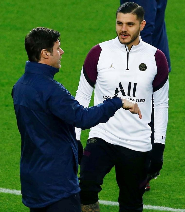 Mauricio Pochettino y Mauro Icardi. Foto: EFE