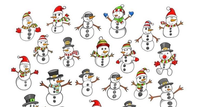 Acertijo visual, reto visual, muñecos de nieve
