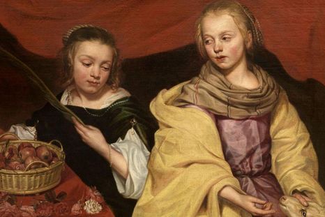 "Dos niñas como Santa Inés y Santa Dorotea" es una de las obras de Michaelina Wautier (c. 1617-1689). Aunque tuvo mucho éxito en su época, sus impresionantes pinturas y su lugar en la historia del arte casi se perdieron en el siglo XVIII. "Dos niñas como Santa Inés y Santa Dorotea" es una de las obras de Michaelina Wautier (c. 1617-1689). Aunque tuvo mucho éxito en su época, sus impresionantes pinturas y su lugar en la historia del arte casi se perdieron en el siglo XVIII.