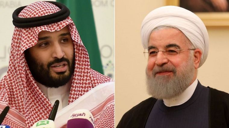 El príncipe heredero Mohamed bin Salman y el presidente de Irán, Hassan Rouhani. Foto: GETTY IMAGES