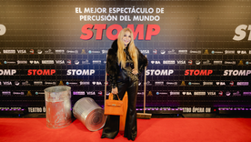 Graciela Alfano en la alfombra roja de Stomp.