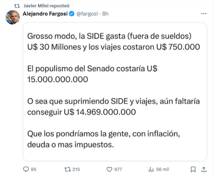 Javier Milei cruzó a Victoria Villarruel con una ola de retuits. Javier Milei cruzó a Victoria Villarruel con una ola de retuits.