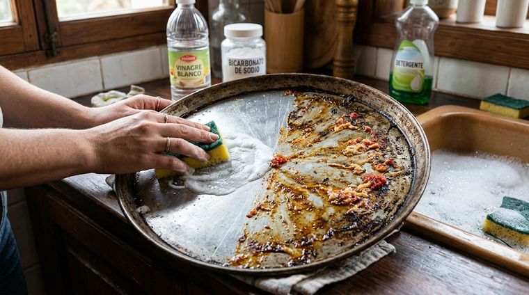 Dos ingredientes efectivos para la limpieza de la grasa. Foto: Gemini IA