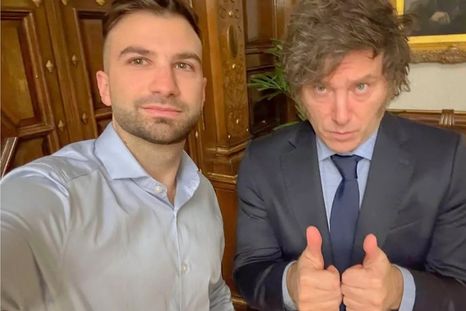El trader Mauricio Novelli junto al presidente Javier Milei. El trader Mauricio Novelli junto al presidente Javier Milei.