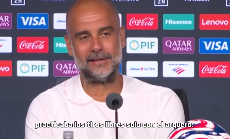 Pep Guardiola elogió al Diablito Echeverri tras el gol de tiro libre.