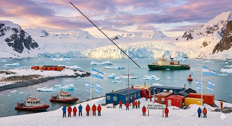 La base argentina en la Antártida. La base argentina en la Antártida.