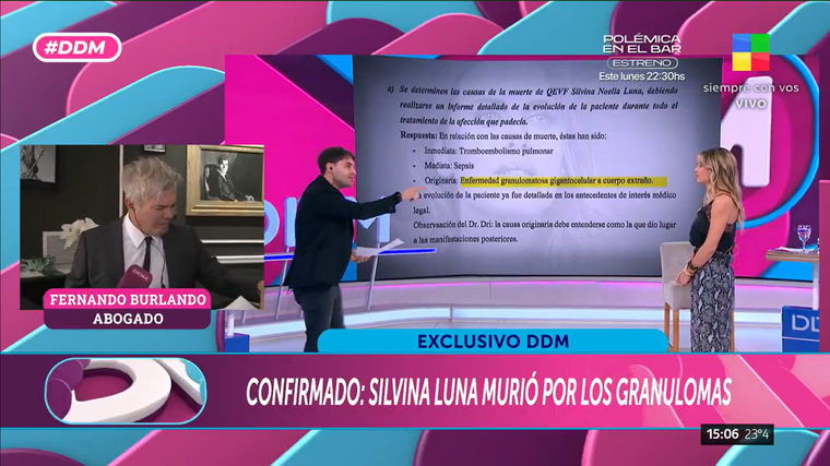 Los peritos confirmaron la causa que originó la muerte de Silvina Luna. Foto: captura de video/ América TV. Los peritos confirmaron la causa que originó la muerte de Silvina Luna. Foto: captura de video/ América TV.