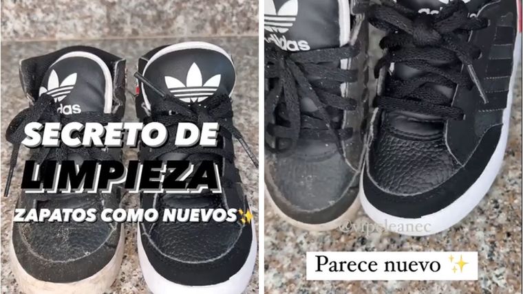 Reveló en Instagram el truco definitivo para dejar tus zapatillas como nuevas Foto: Captura del video