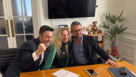 Karina Milei, junto a Martín Menem y Luis Petri.