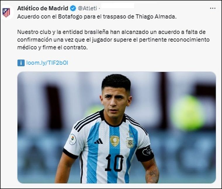 Atlético de Madrid negocia para incorporar a Thiago Almada Atlético de Madrid negocia para incorporar a Thiago Almada