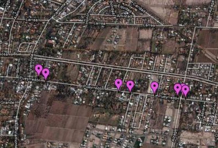 El mapa de los robos ocurridos en esta calle. Foto: Google Maps