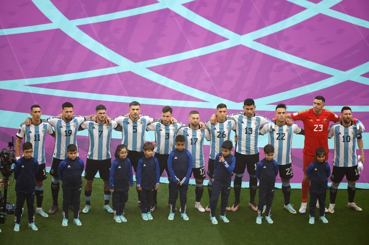 El Himno Nacional Argentina en Qatar 2022. Foto: EFE