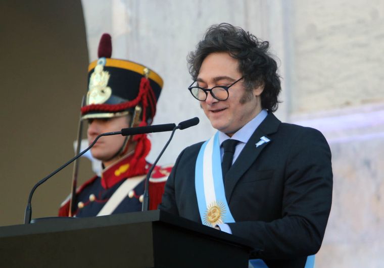Javier Milei durante su discurso en el acto llevado a cabo en Córdoba Foto: NA