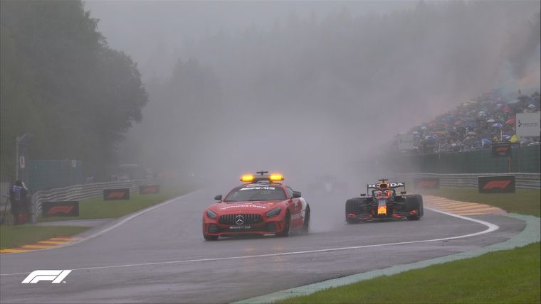 La lluvia se hizo presente en Bélgica. Foto: F1