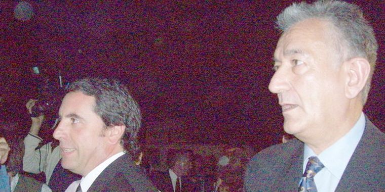 El gobernador de San Luis, Alberto Rodríguez Saá, junto al intendente de San Carlos, Jorge Difonso.