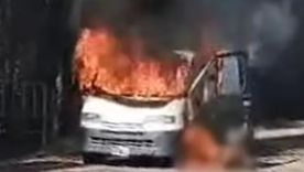 El auto tocó accidentalmente un cable del tendido eléctrico que colgaba bajo y sufrió un incendio de forma instantánea. Foto: Gentileza Info Regina