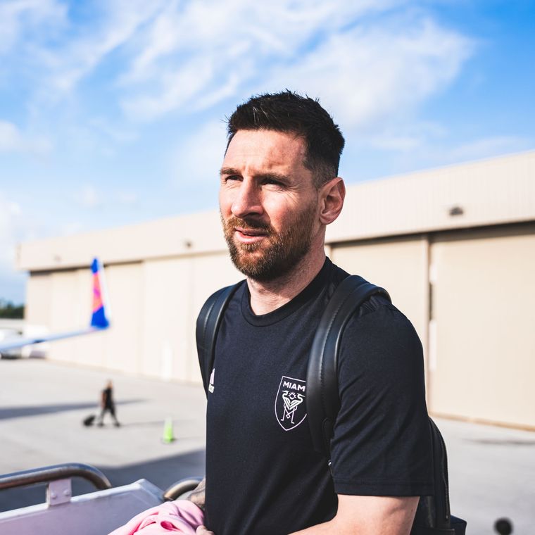 Lionel Messi en su salida de Miami hacia Monterrey. Foto: Inter Miami X