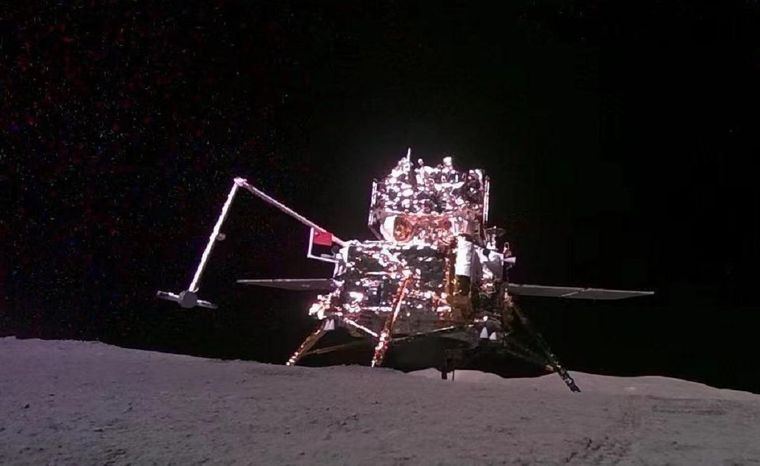 El módulo de aterrizaje y ascenso de la misión china Change 6 recoge muestras del suelo en la cara oculta de la Luna Foto: BBc