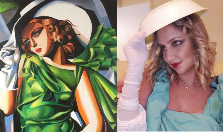 oy se suma, aceptando el #challenge, Mayra Pécere, representando Young Lady After de Tamara de Lempicka referente del Art Deco (1960). Foto: Gentileza